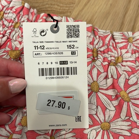 NWT Zara Daisy Shirt And Shorts Set 11/12 13/14 - Picture 5 of 11